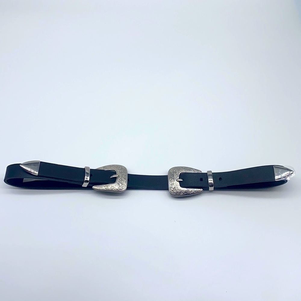 Target - Black Pleather Silver Cowboy Belt Size Small